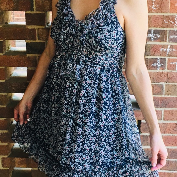 MM Couture by Miss Me silk floral printed halter dress size large - Picture 2 of 9